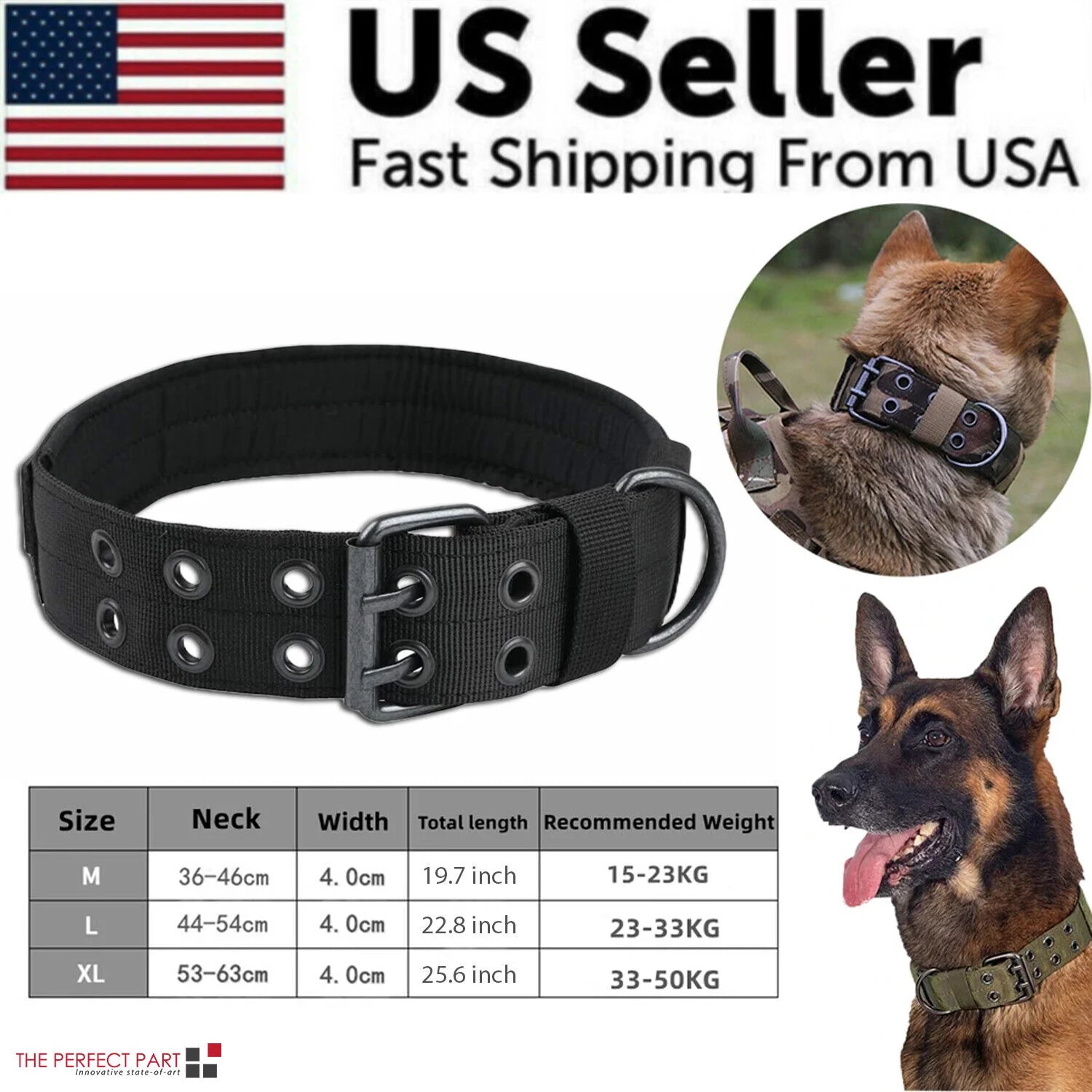 Durable 2" Tactical Heavy Duty Nylon Dog Collar with Metal Buckle - Perfect for Large Breeds!
