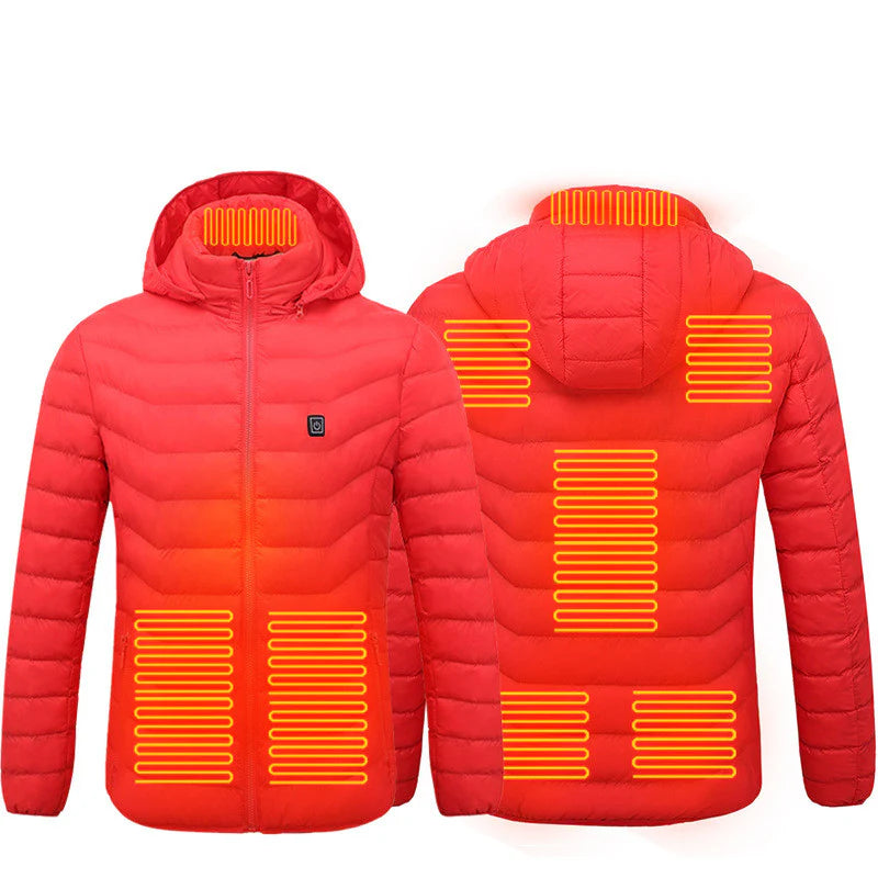 USB Heated Jacket with Removable Hood – Lightweight Thermal Coat with 3 Temperature Settings, Windproof & Waterproof Electric Winter Jacket for Men & Women