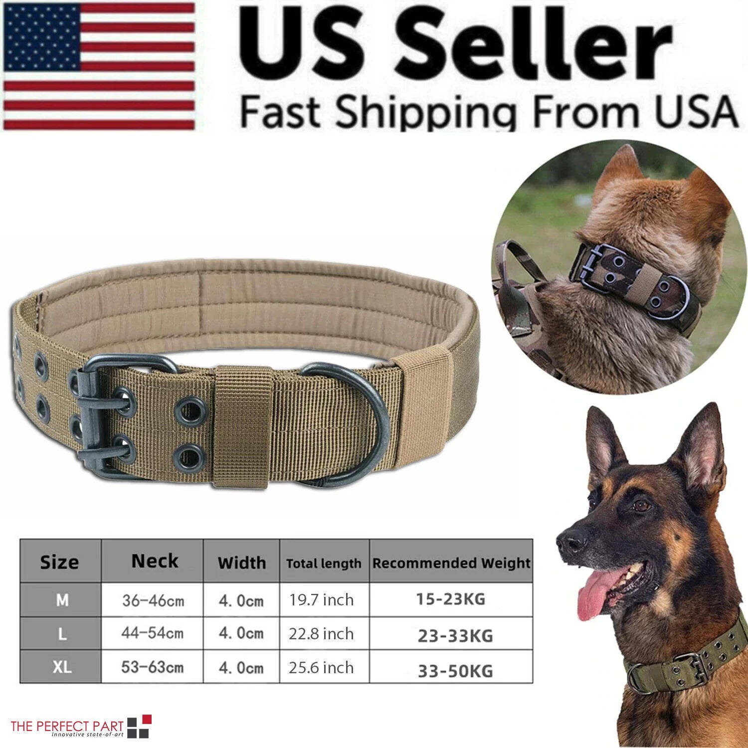 Durable 2" Tactical Heavy Duty Nylon Dog Collar with Metal Buckle - Perfect for Large Breeds!