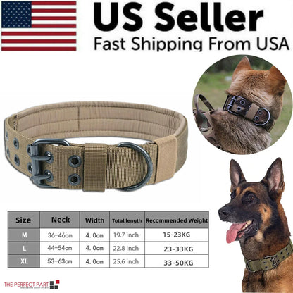 Durable 2" Tactical Heavy Duty Nylon Dog Collar with Metal Buckle - Perfect for Large Breeds!