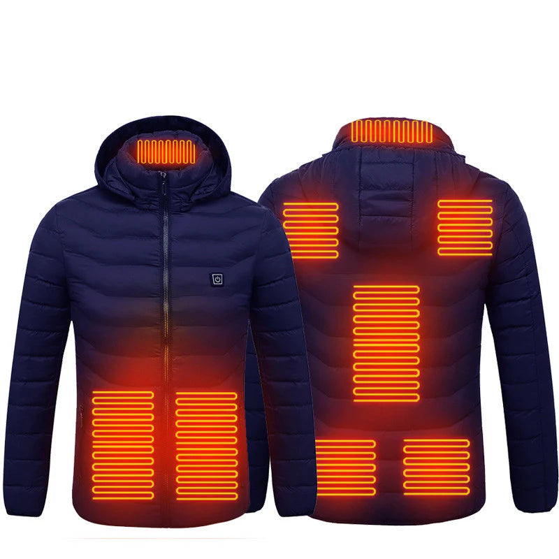 USB Heated Jacket with Removable Hood – Lightweight Thermal Coat with 3 Temperature Settings, Windproof & Waterproof Electric Winter Jacket for Men & Women