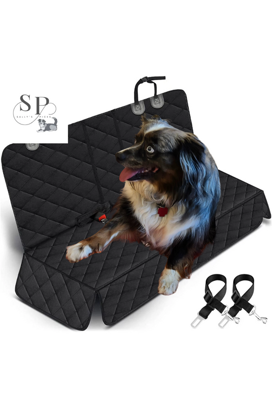 Waterproof Dog Car Seat Cover – Back Seat Protector with Armrest Fit, Non-Slip & Machine Washable, for Cars, Trucks & SUVs – Black