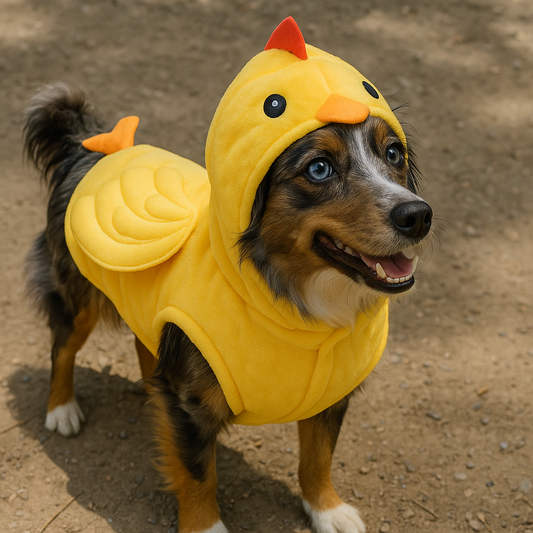 Dog Chicken Costume Hoodie – Funny Pet Halloween & Christmas Cosplay Outfit, Warm Velvet Coat with Hat & Wings (XL)