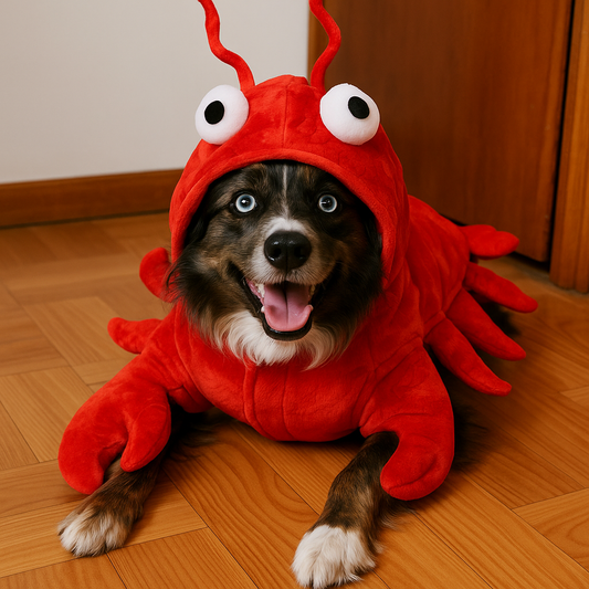 Dog Lobster Costume – Funny Pet Halloween & Christmas Cosplay Hoodie for Dogs & Cats, Soft Velvet Fleece, Easy Snap-On, Warm Winter Outfit
