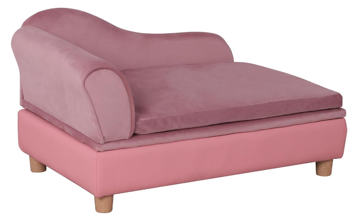 30" Pet Sofa with Hidden Storage – Soft Tufted Dog Couch for Small Dogs & Cats up to 30 lbs, Velvet, Modern Raised Bed with Cushion