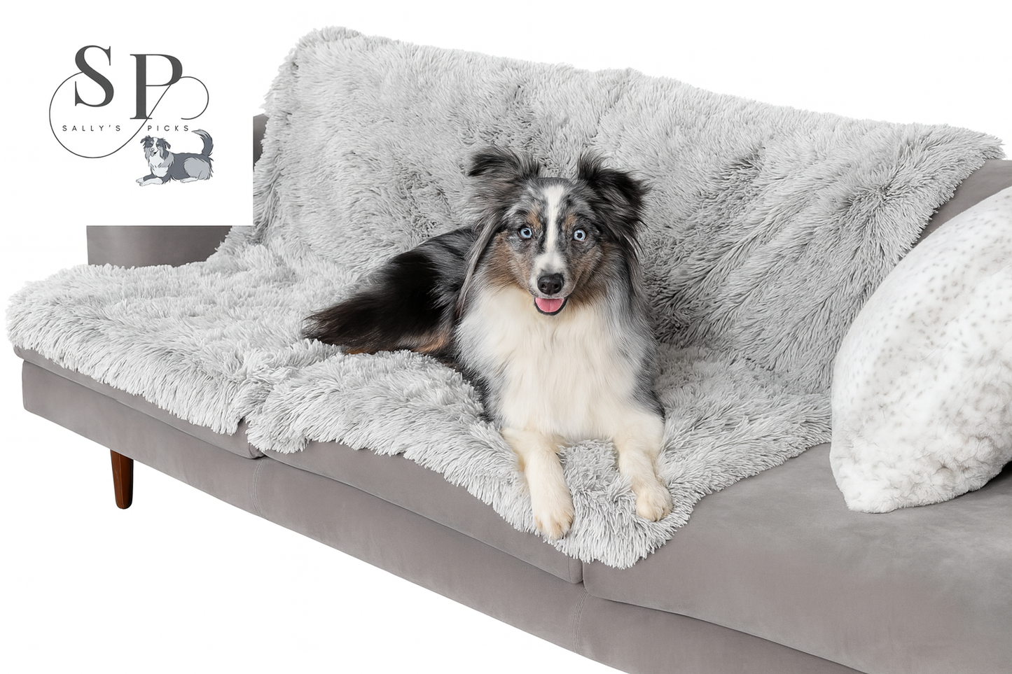 Waterproof Calming Dog & Cat Blanket – Reversible Faux Fur & Velvet Throw, Washable, Extra Large (60"x50") – Mist Gray