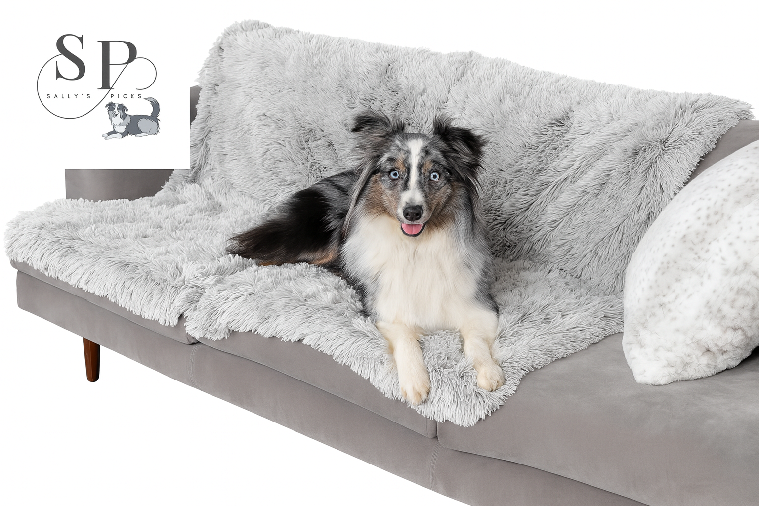 Waterproof Calming Dog & Cat Blanket – Reversible Faux Fur & Velvet Throw, Washable, Extra Large (60"x50") – Mist Gray