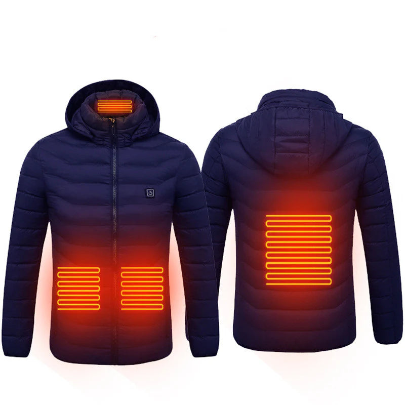 USB Heated Jacket with Removable Hood – Lightweight Thermal Coat with 3 Temperature Settings, Windproof & Waterproof Electric Winter Jacket for Men & Women