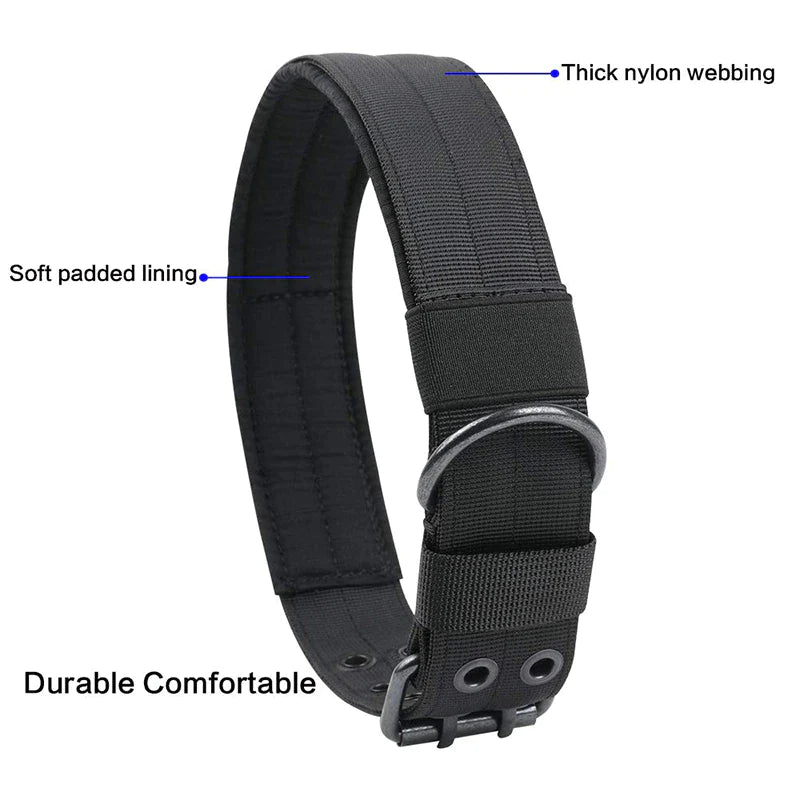Durable 2" Tactical Heavy Duty Nylon Dog Collar with Metal Buckle - Perfect for Large Breeds!