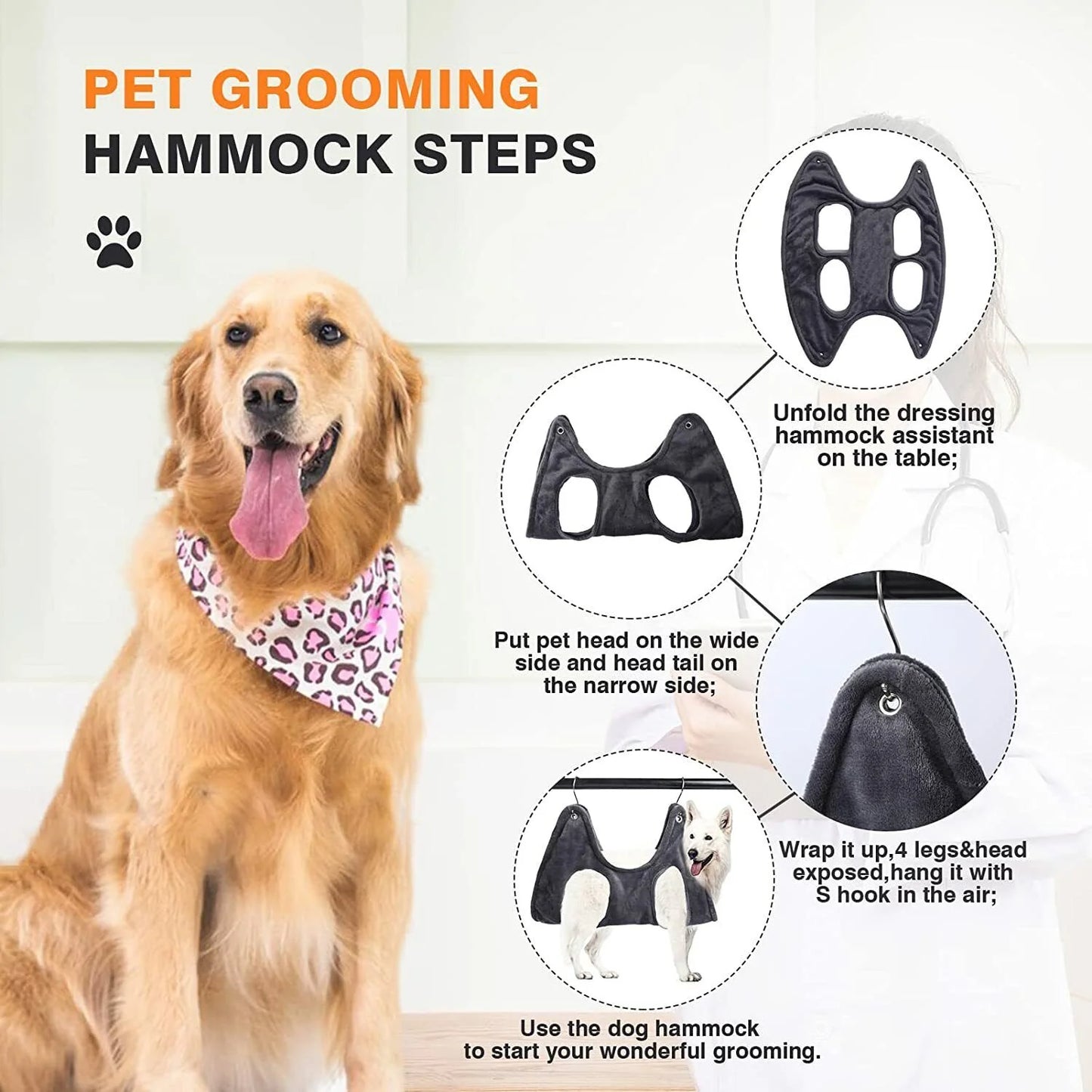 Elevate Your Pet Grooming Experience with the Portable Dog & Cat Grooming Hammock - Breathable and Easy to Use!