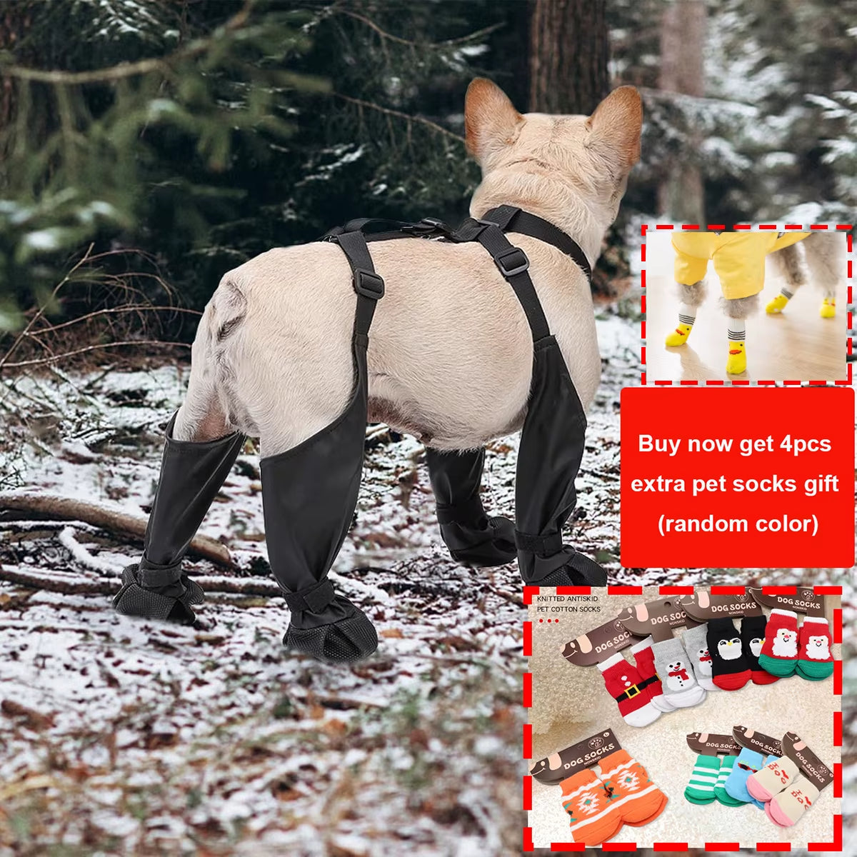 Waterproof Dog Boot Leggings with Suspenders for Small, Medium, Large Dogs – Anti-Slip Paw Protection for Snow, Rain, and Outdoor Adventures