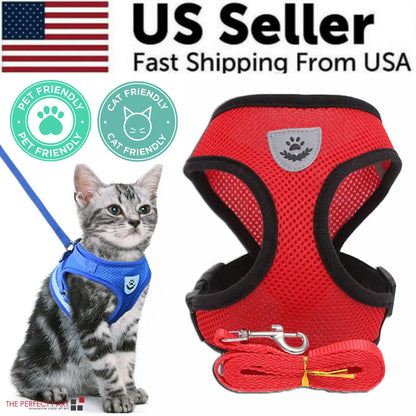 Adjustable Reflective Pet Harness for Cats and Dogs - Escape Proof Control Vest with Leash in Multiple Sizes