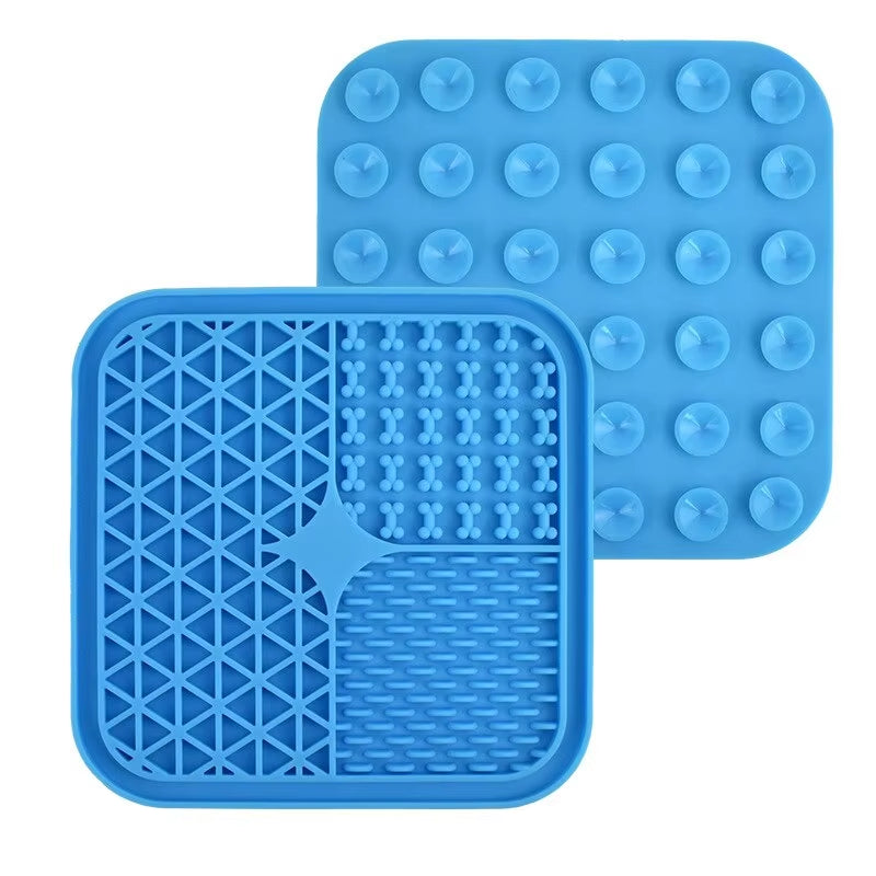 Silicone Dog Licking Mat with Suction Cups – Slow Feeder Pad for Pets