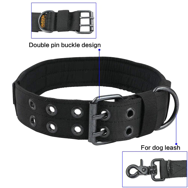 Durable 2" Tactical Heavy Duty Nylon Dog Collar with Metal Buckle - Perfect for Large Breeds!