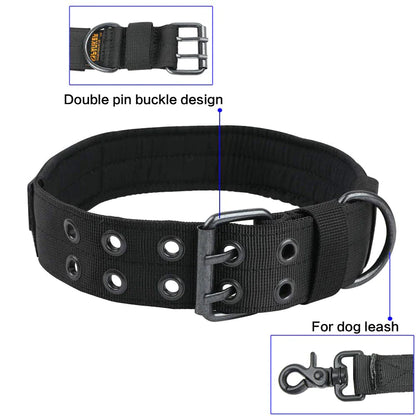 Durable 2" Tactical Heavy Duty Nylon Dog Collar with Metal Buckle - Perfect for Large Breeds!