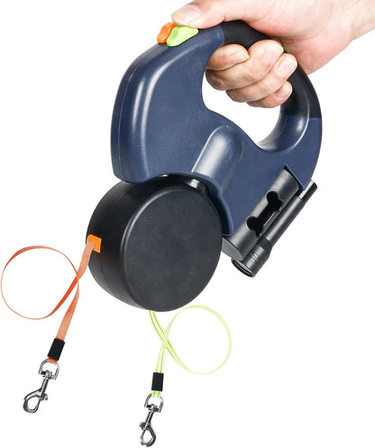 Experience Ultimate Freedom with Our Dual Pet Leash: Retractable Reflective Lead with 360° Swivel for Double Dog Walking