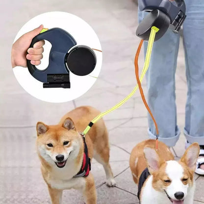 Experience Ultimate Freedom with Our Dual Pet Leash: Retractable Reflective Lead with 360° Swivel for Double Dog Walking