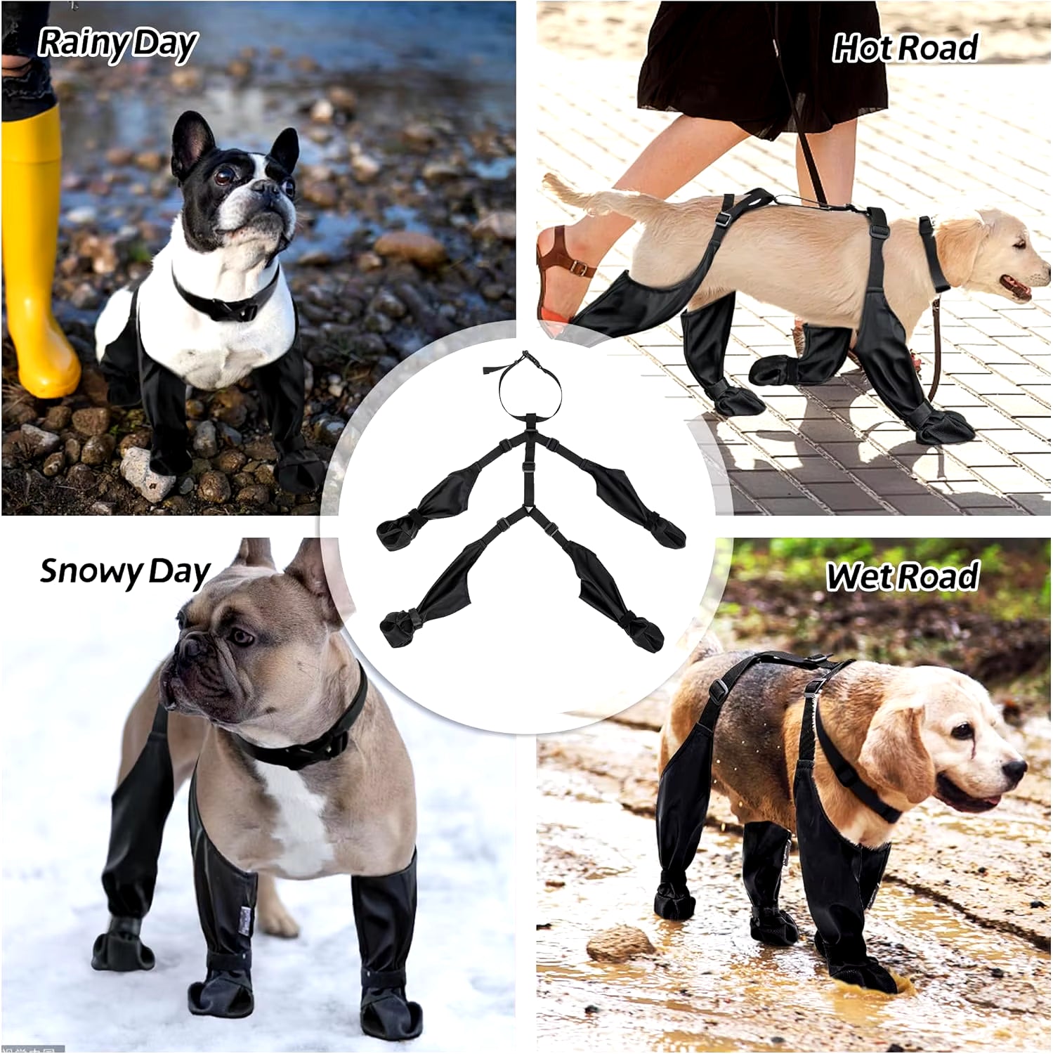 Waterproof Dog Boot Leggings with Suspenders for Small, Medium, Large Dogs – Anti-Slip Paw Protection for Snow, Rain, and Outdoor Adventures