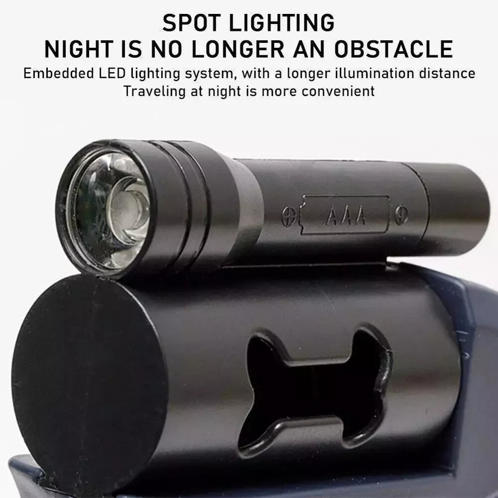 Dual Retractable Dog Leash – 360° Tangle-Free Swivel, Reflective Nylon, Built-in LED Night Light & Waste Bag Holder, 10ft for Two Dogs (Up to 110 lbs Each)