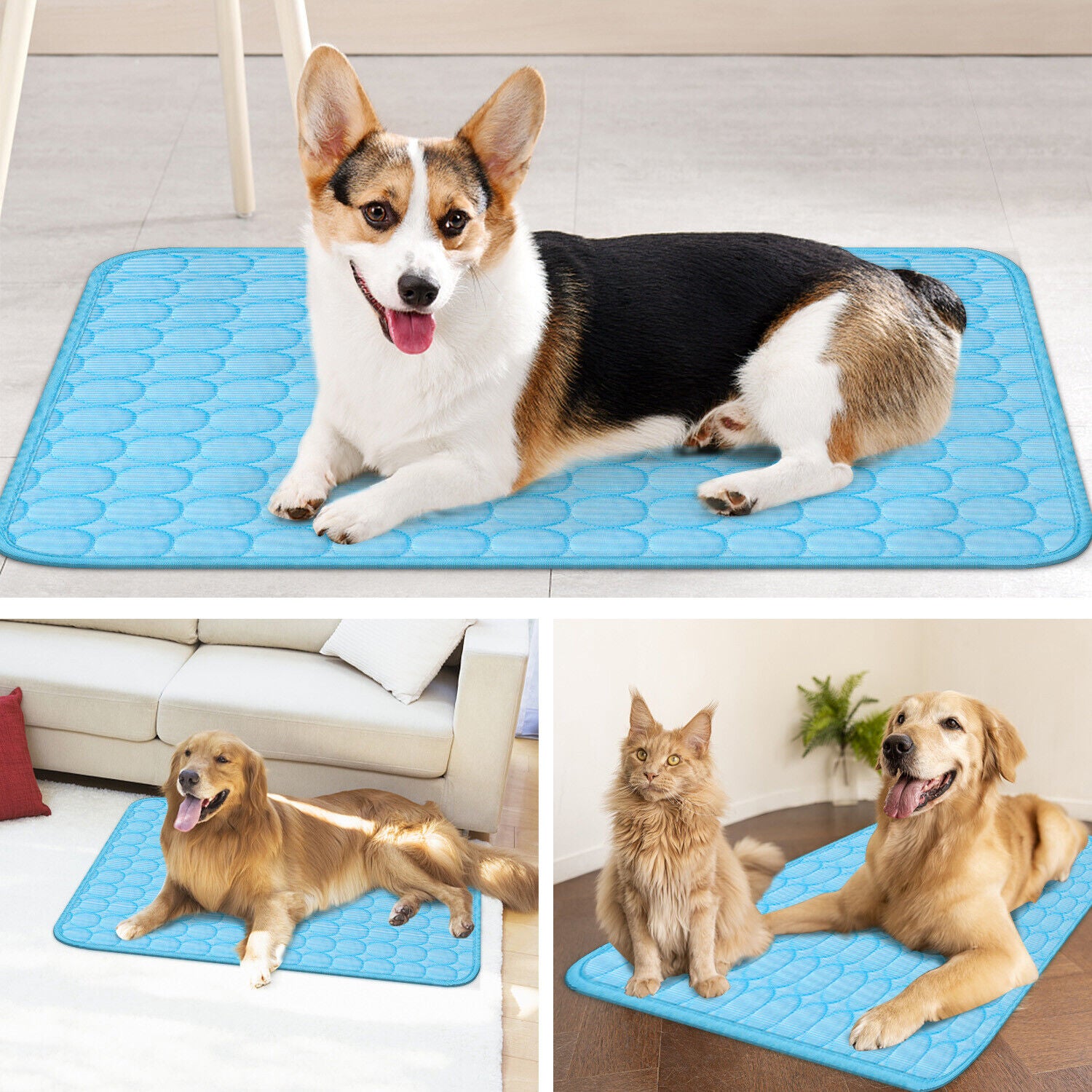 Cooling Pet Mat for Dogs & Cats – Ice Silk Summer Pad, Washable, Non-Slip & Waterproof
