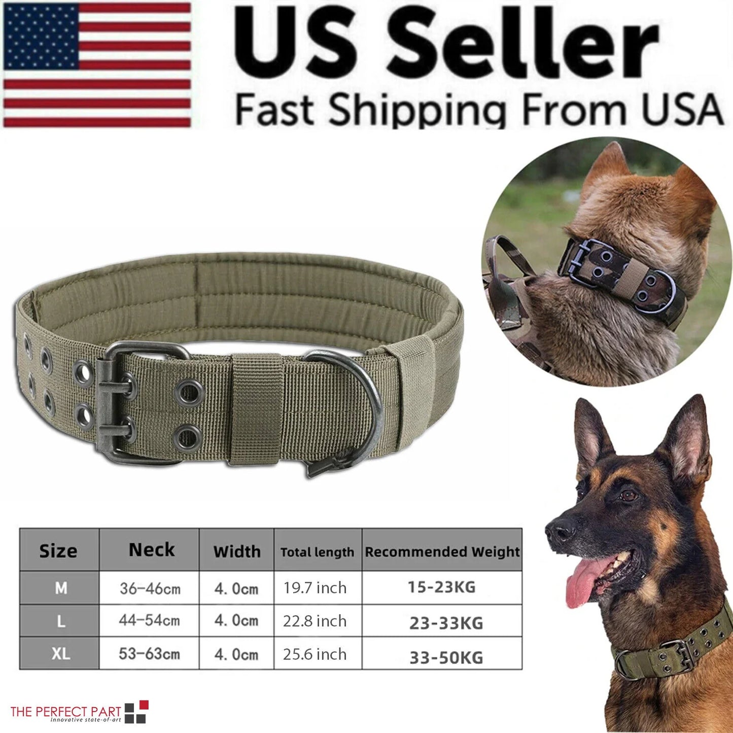 Durable 2" Tactical Heavy Duty Nylon Dog Collar with Metal Buckle - Perfect for Large Breeds!