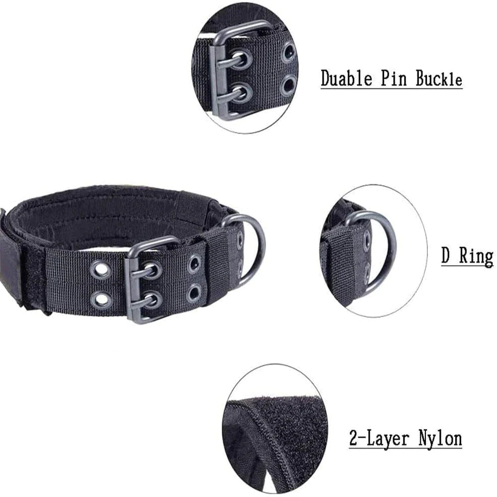 Durable 2" Tactical Heavy Duty Nylon Dog Collar with Metal Buckle - Perfect for Large Breeds!