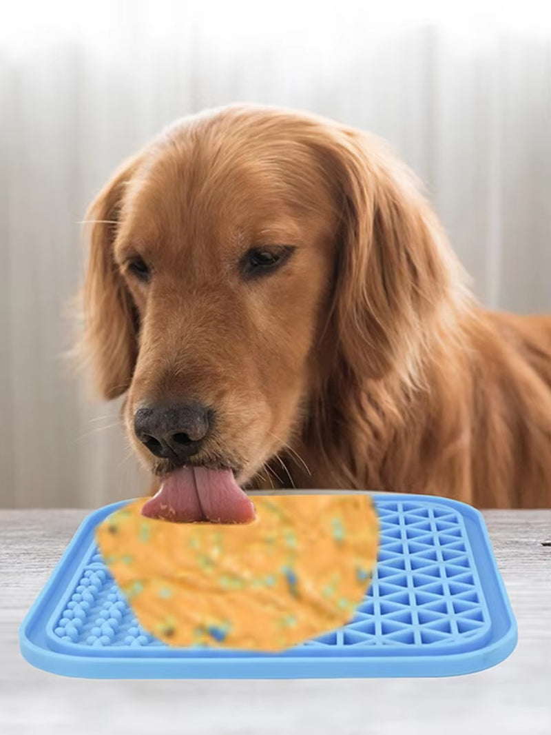 Silicone Dog Licking Mat with Suction Cups – Slow Feeder Pad for Pets