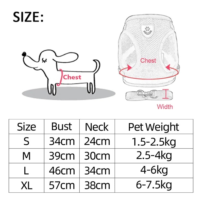 Adjustable Reflective Pet Harness for Cats and Dogs - Escape Proof Control Vest with Leash in Multiple Sizes