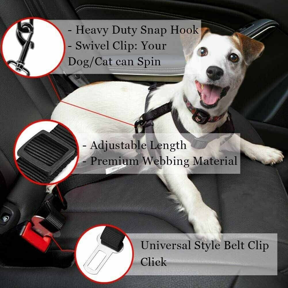 Ensure Your Pet's Safety with Our 2 Pack Adjustable Dog & Cat Seatbelt Harness – Perfect for Car Travel!