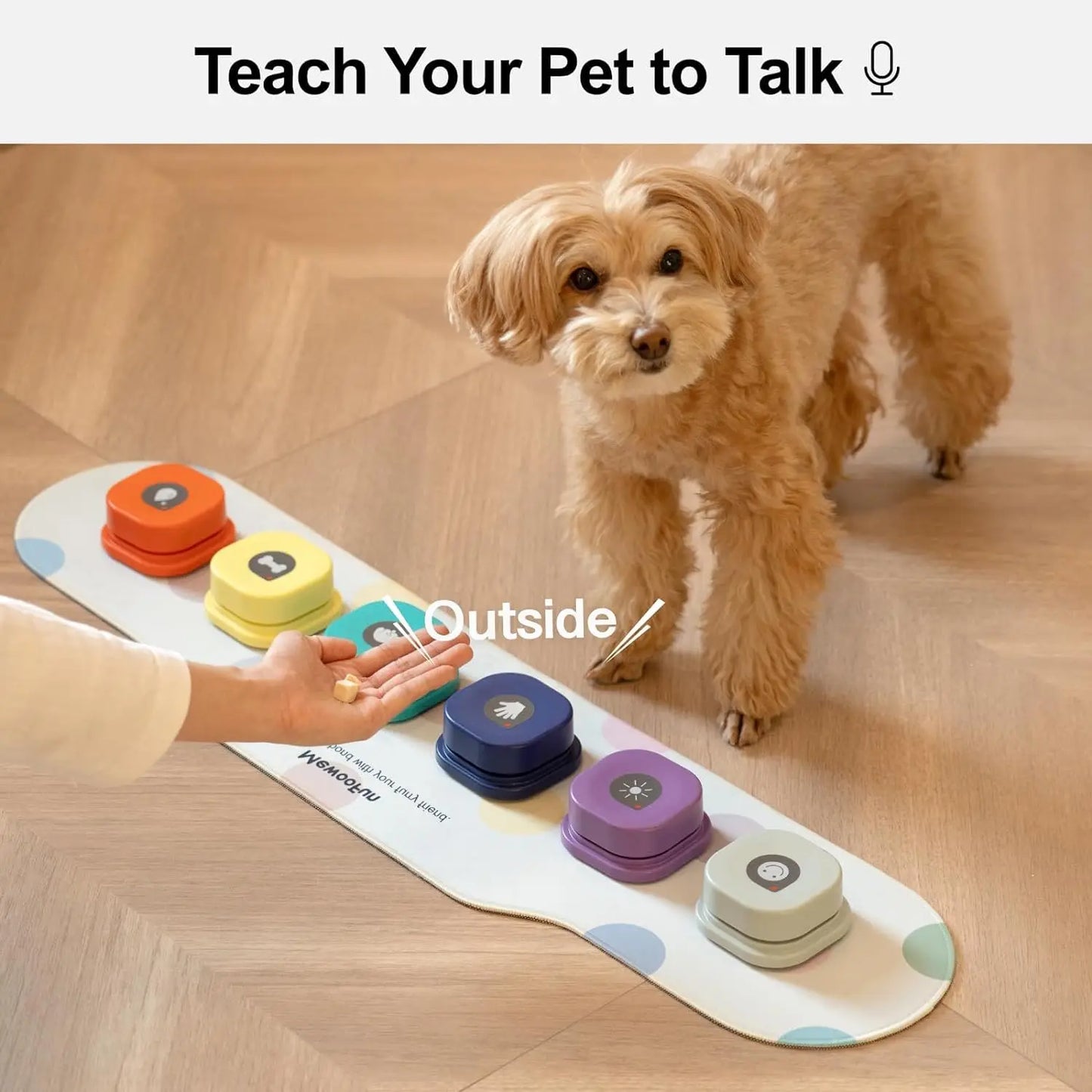 Recordable Dog Training Buttons with Mat – Talking Voice Buttons for Pet Communication and Training