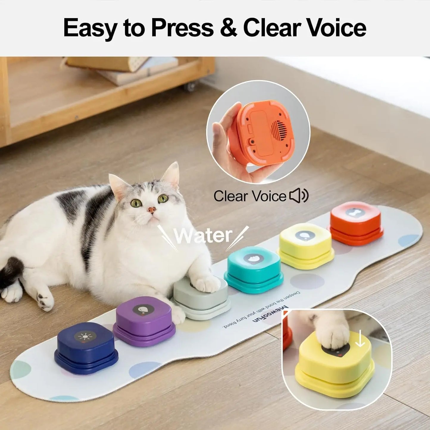 Recordable Dog Training Buttons with Mat – Talking Voice Buttons for Pet Communication and Training