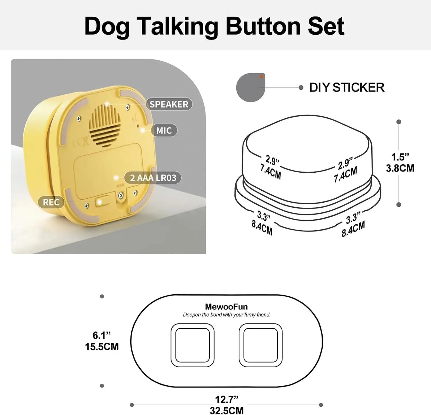 Recordable Dog Training Buttons with Mat – Talking Voice Buttons for Pet Communication and Training