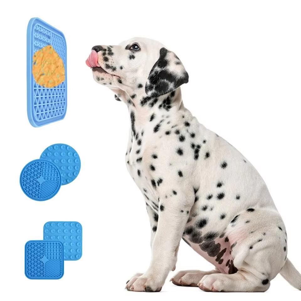 Silicone Dog Licking Mat with Suction Cups – Slow Feeder Pad for Pets