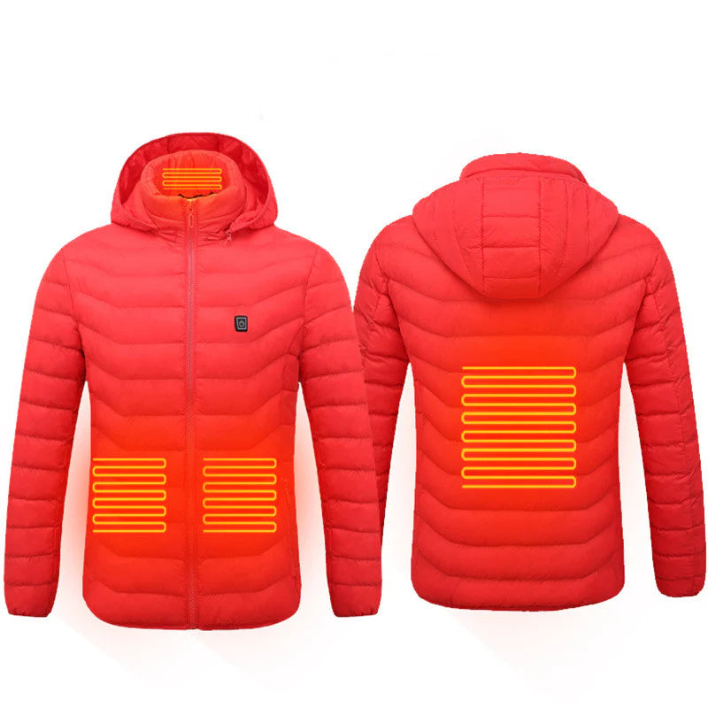 USB Heated Jacket with Removable Hood – Lightweight Thermal Coat with 3 Temperature Settings, Windproof & Waterproof Electric Winter Jacket for Men & Women