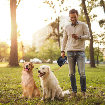 Experience Ultimate Freedom with Our Dual Pet Leash: Retractable Reflective Lead with 360° Swivel for Double Dog Walking