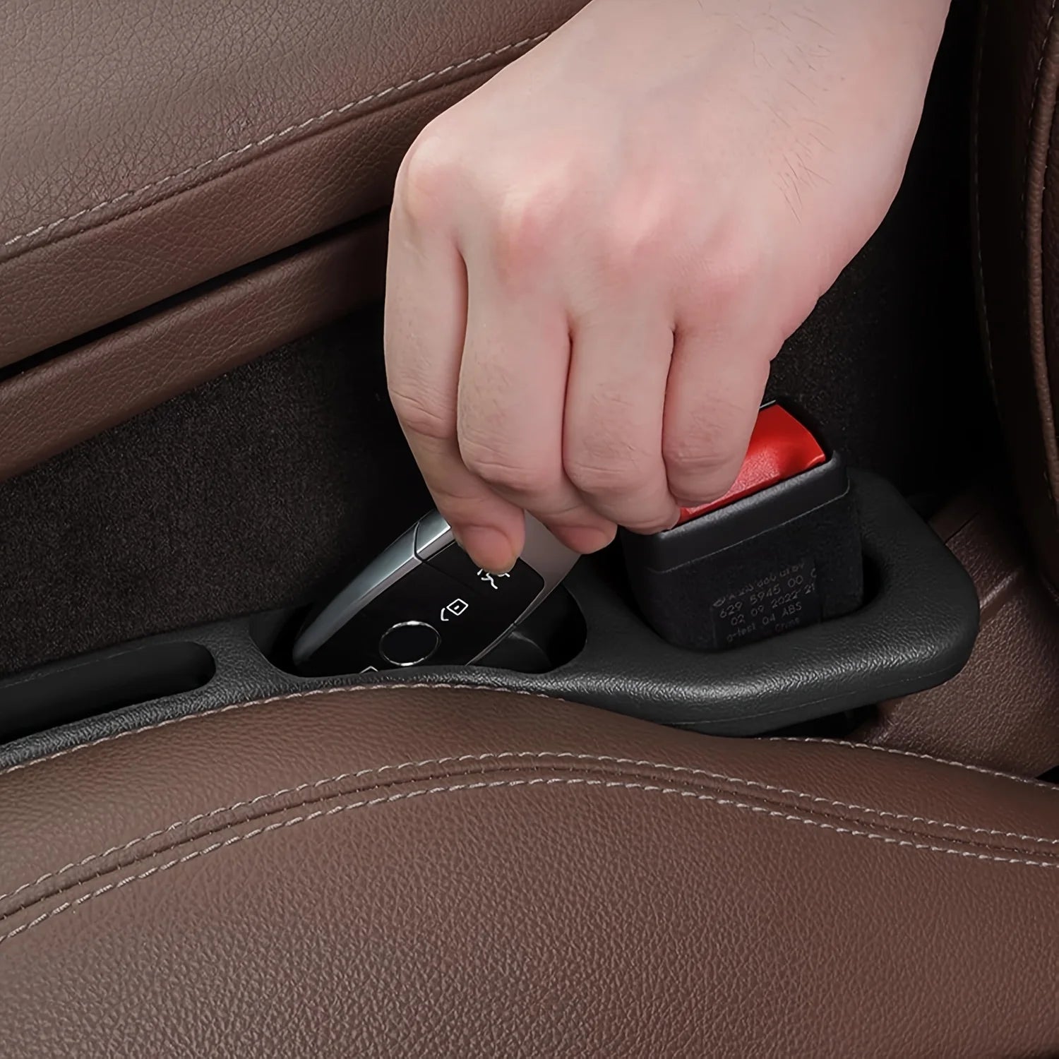 2Pc Car Seat Gap Filler Organizer – PU Leather, Waterproof, 2-Groove Car Seat Gap Storage for Phones & Essentials