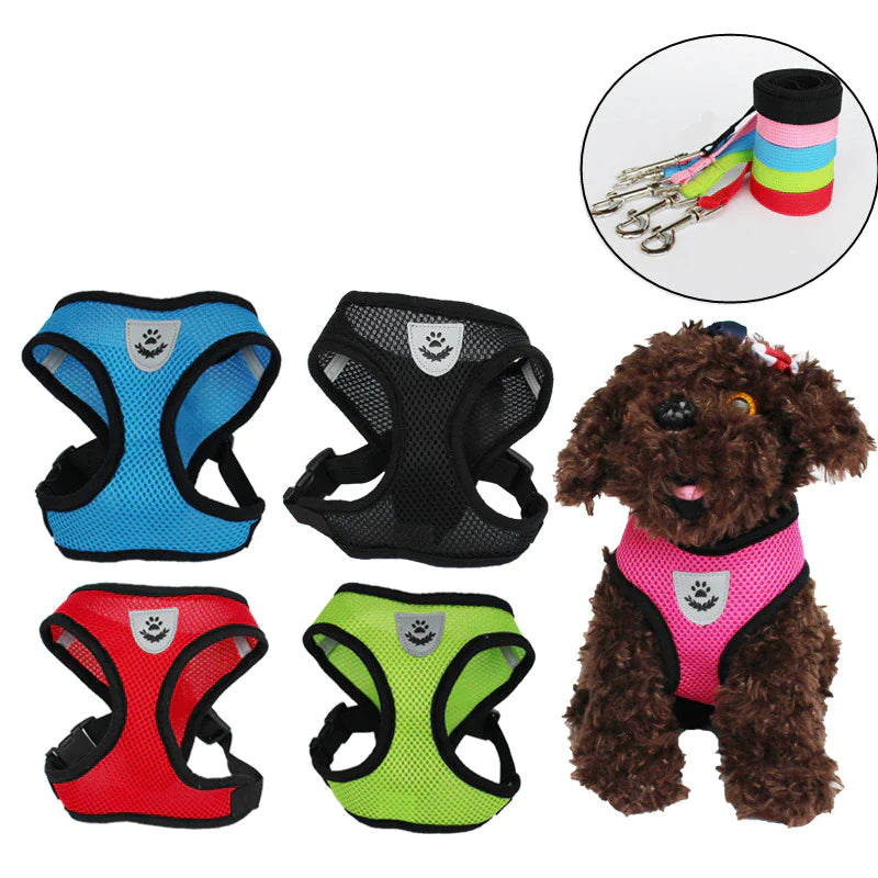 Adjustable Reflective Pet Harness for Cats and Dogs - Escape Proof Control Vest with Leash in Multiple Sizes