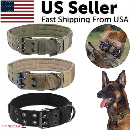 Durable 2" Tactical Heavy Duty Nylon Dog Collar with Metal Buckle - Perfect for Large Breeds!