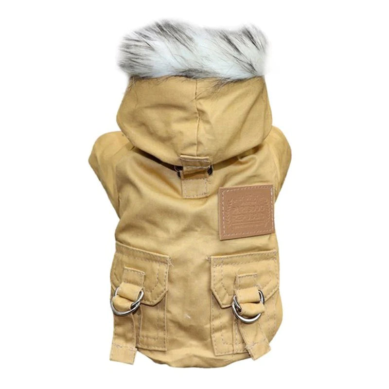 Winter Dog Coat with Hood – Warm Puppy Jacket for Small & Medium Dogs, Windproof Pet Clothes for Chihuahua, Yorkie & More (Green/Khaki)