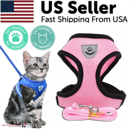Adjustable Reflective Pet Harness for Cats and Dogs - Escape Proof Control Vest with Leash in Multiple Sizes