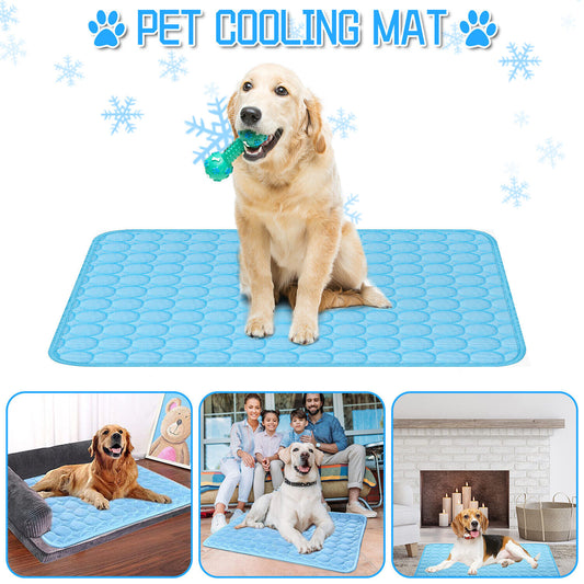 Cooling Pet Mat for Dogs & Cats – Ice Silk Summer Pad, Washable, Non-Slip & Waterproof
