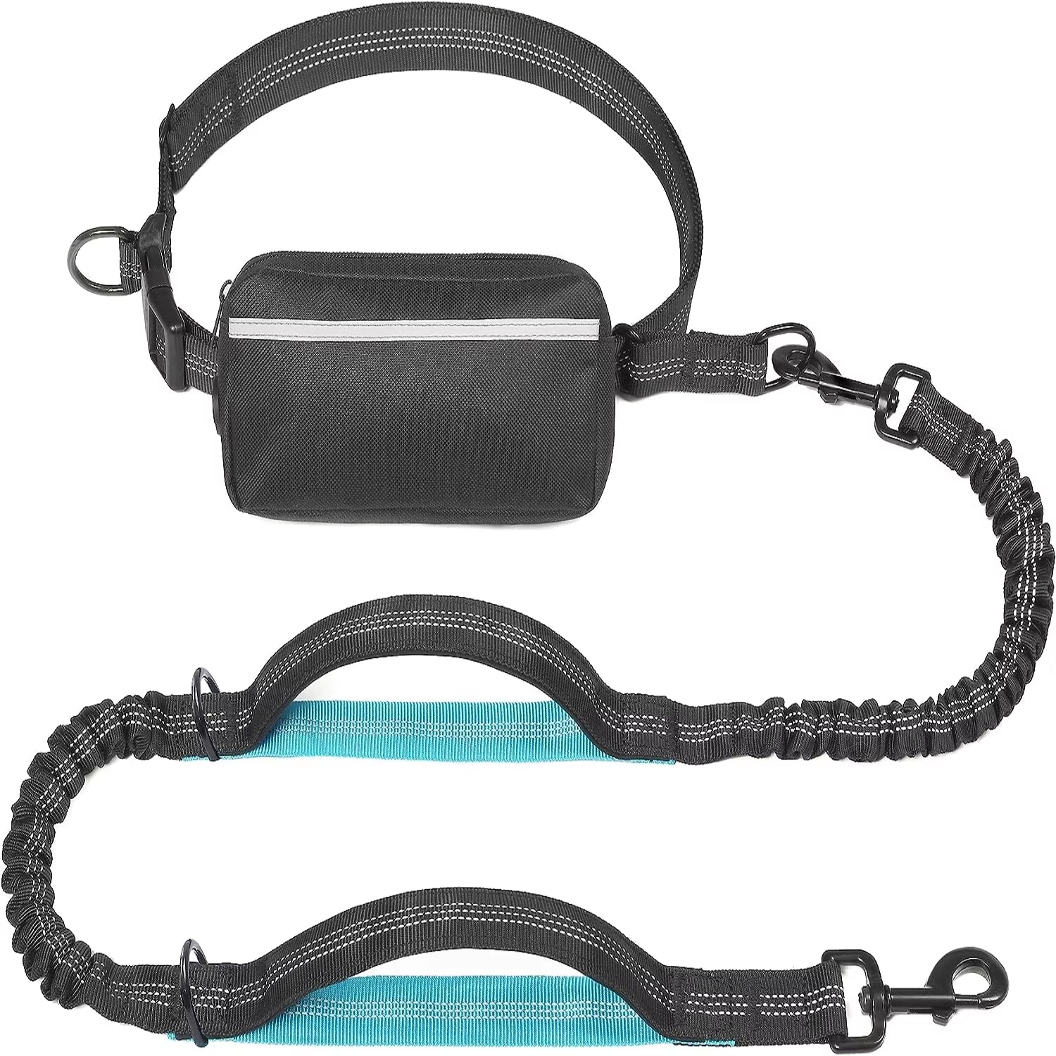 Hands-Free Bungee Dog Leash with Pouch & Padded Handles – Ideal for Walking, Running & Jogging