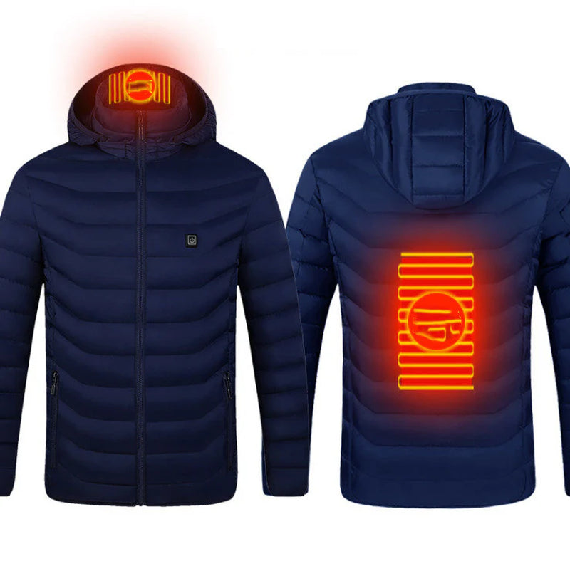 USB Heated Jacket with Removable Hood – Lightweight Thermal Coat with 3 Temperature Settings, Windproof & Waterproof Electric Winter Jacket for Men & Women