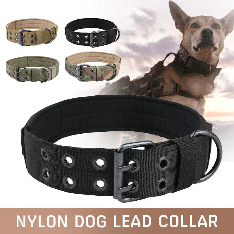 Durable 2" Tactical Heavy Duty Nylon Dog Collar with Metal Buckle - Perfect for Large Breeds!