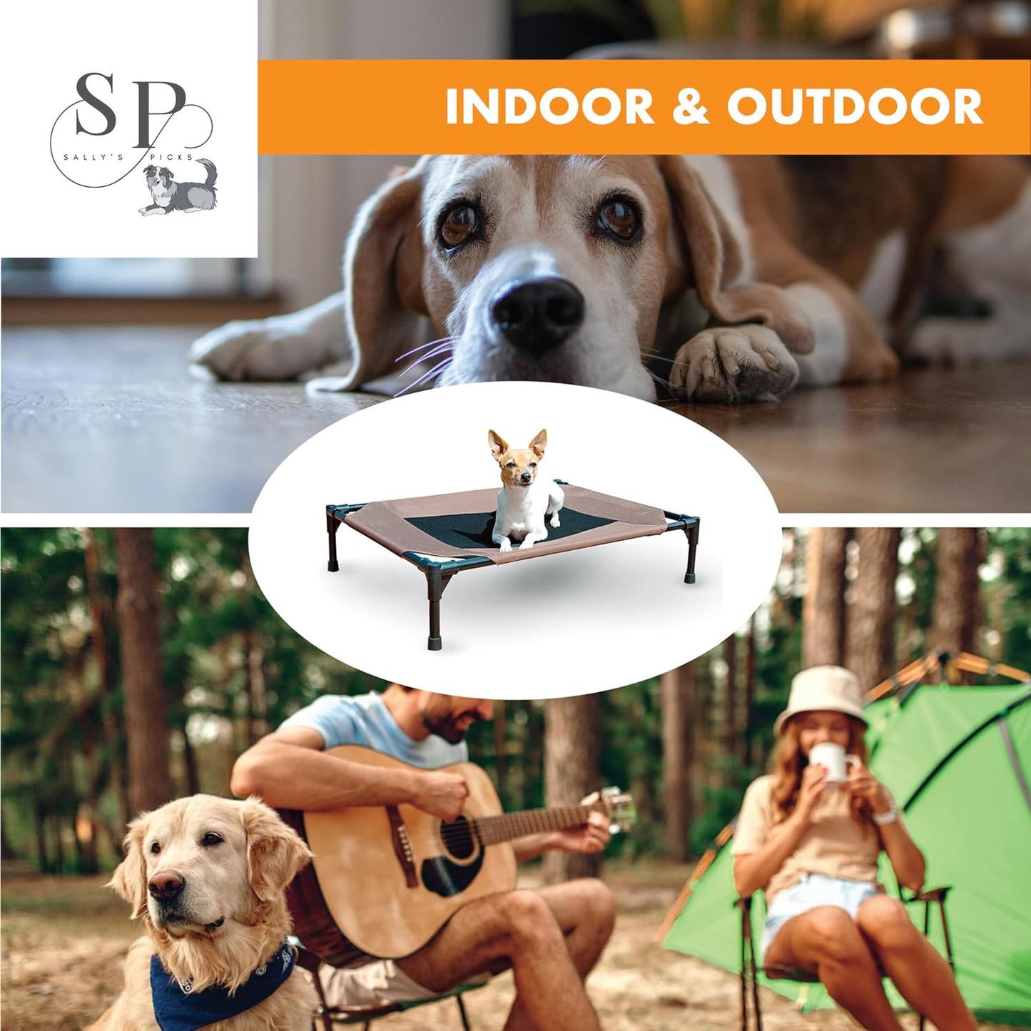 Elevated Dog Cot - Outdoor – Breathable Mesh Cooling Bed, Portable Raised Hammock Pet Cot with Washable Cover & Sturdy Metal Frame – Large 42" x 30", Chocolate