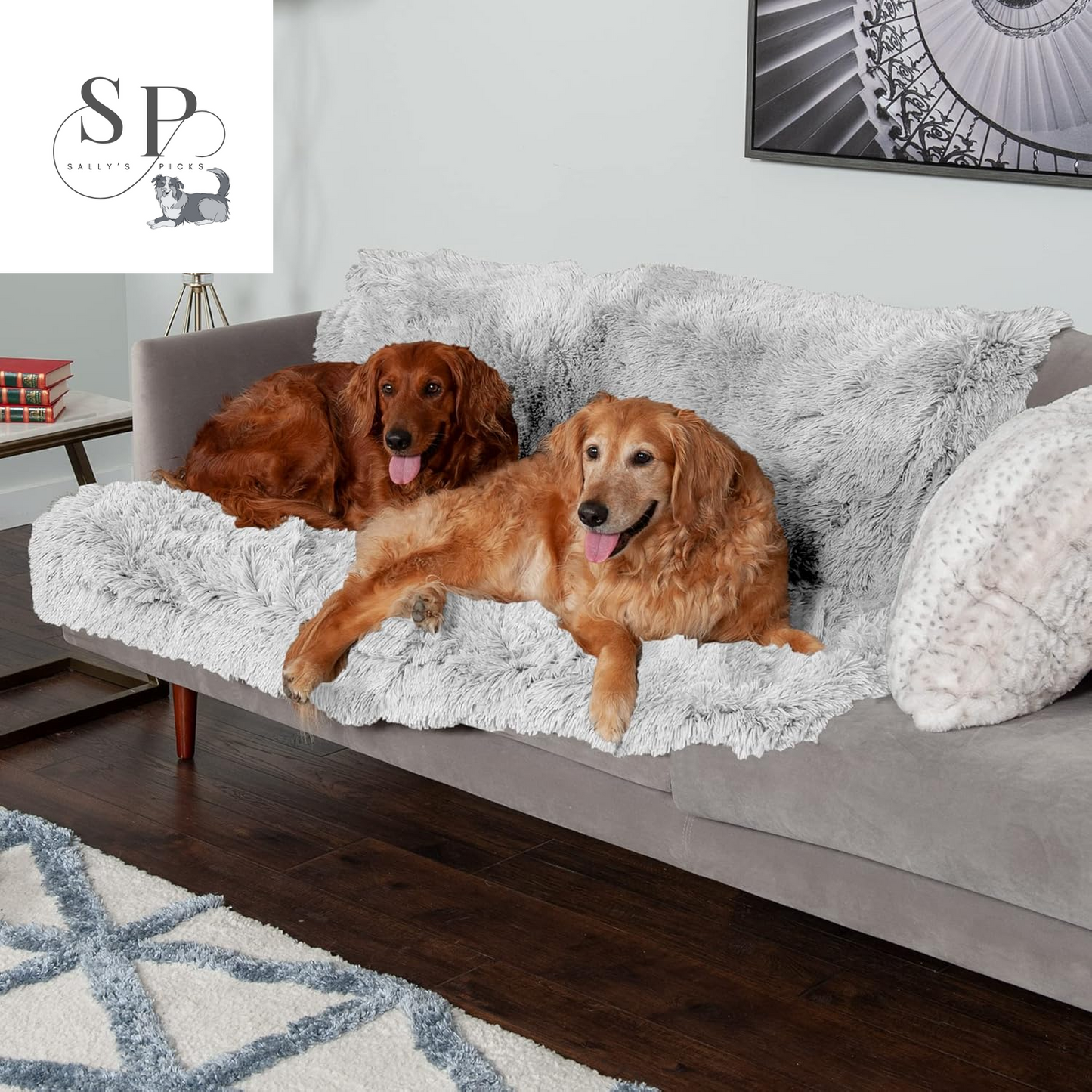 Waterproof Calming Dog & Cat Blanket – Reversible Faux Fur & Velvet Throw, Washable, Extra Large (60"x50") – Mist Gray