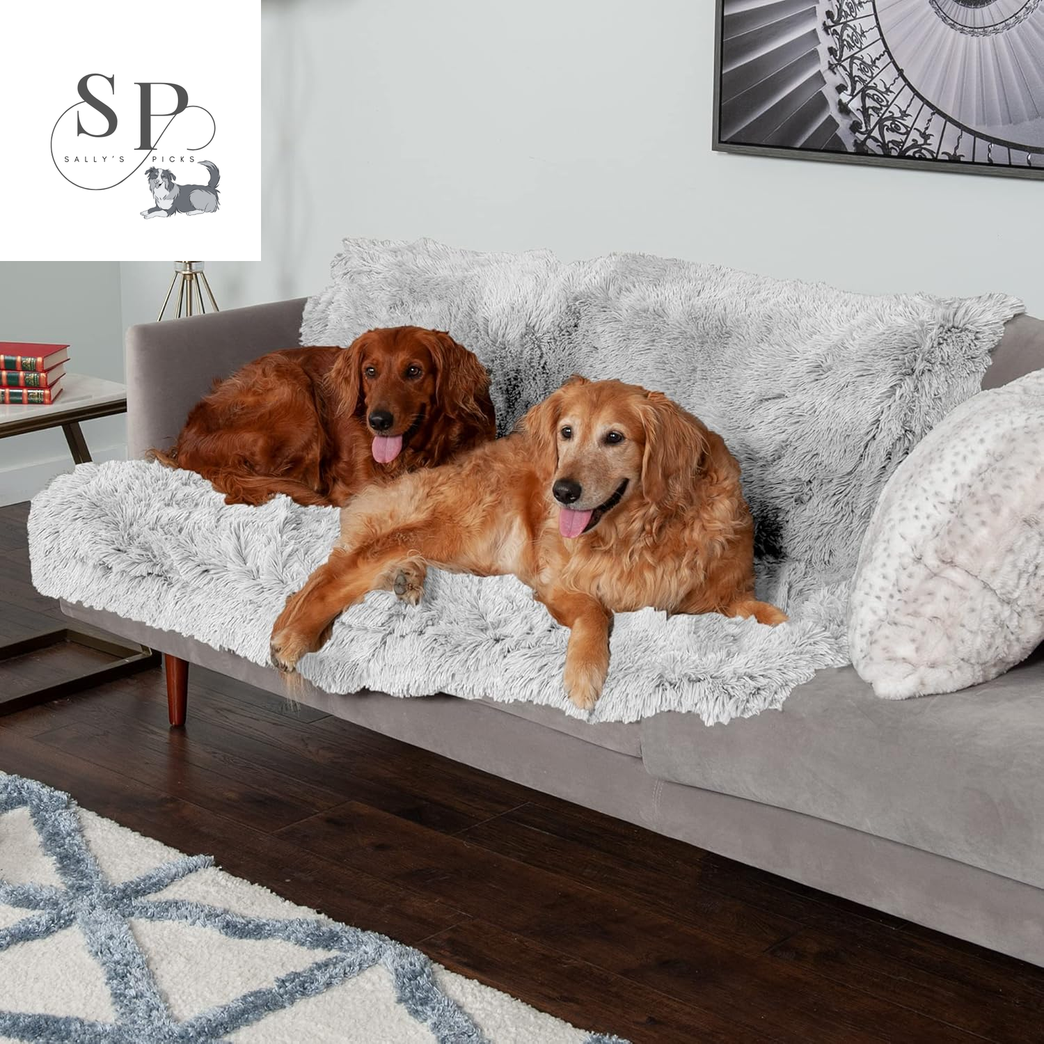 Waterproof Calming Dog & Cat Blanket – Reversible Faux Fur & Velvet Throw, Washable, Extra Large (60"x50") – Mist Gray