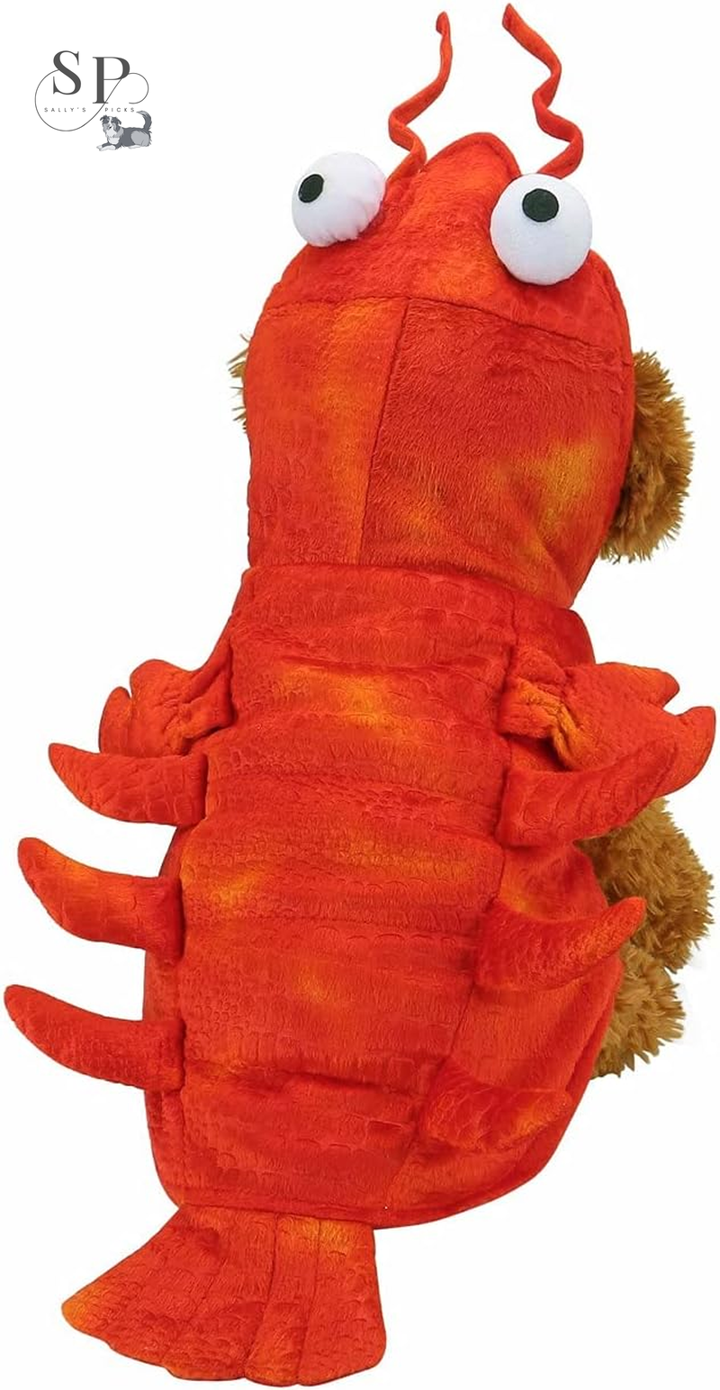 Dog Lobster Costume – Funny Pet Halloween & Christmas Cosplay Hoodie for Dogs & Cats, Soft Velvet Fleece, Easy Snap-On, Warm Winter Outfit