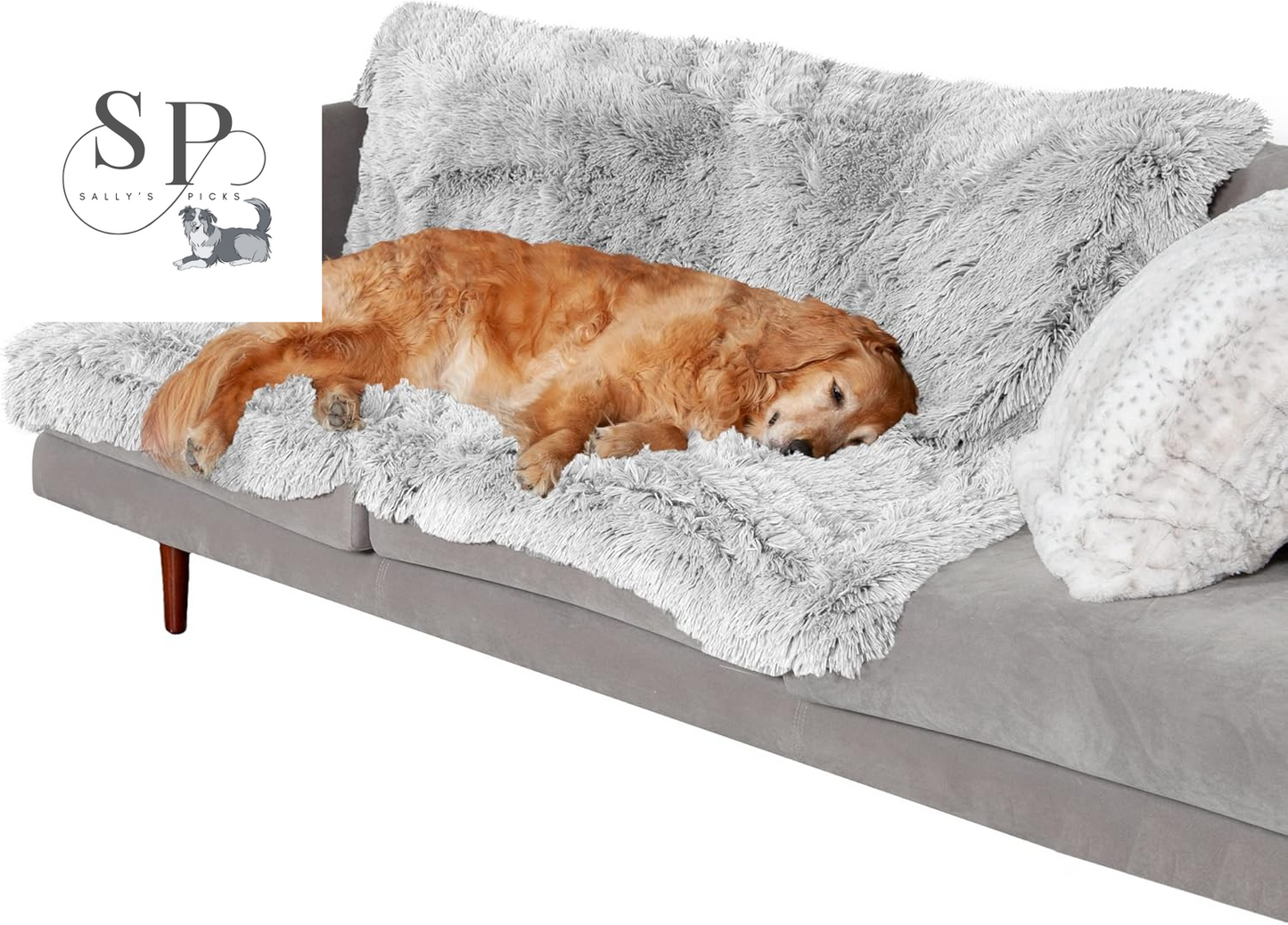 Waterproof Calming Dog & Cat Blanket – Reversible Faux Fur & Velvet Throw, Washable, Extra Large (60"x50") – Mist Gray