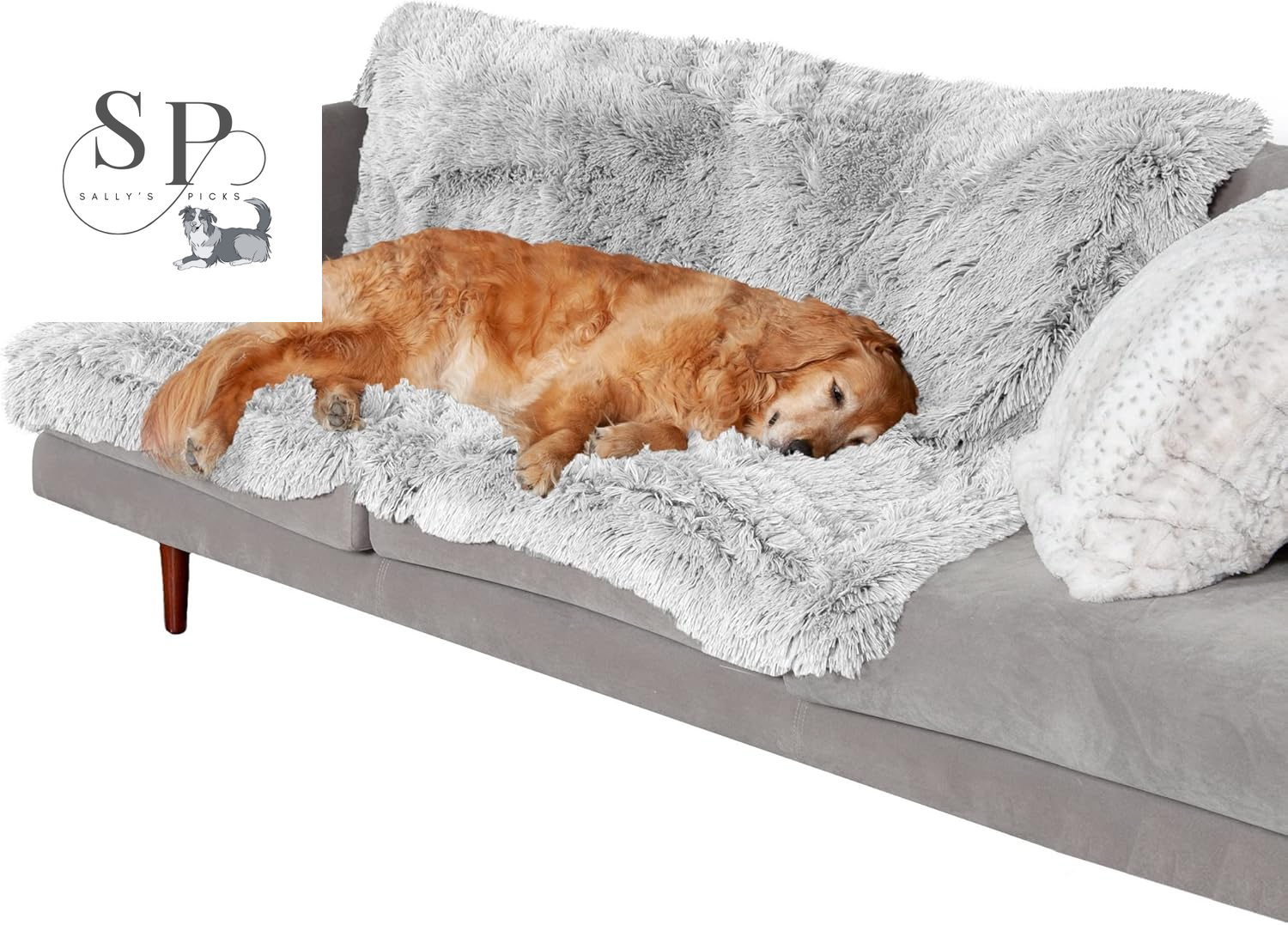 Waterproof Calming Dog & Cat Blanket – Reversible Faux Fur & Velvet Throw, Washable, Extra Large (60"x50") – Mist Gray